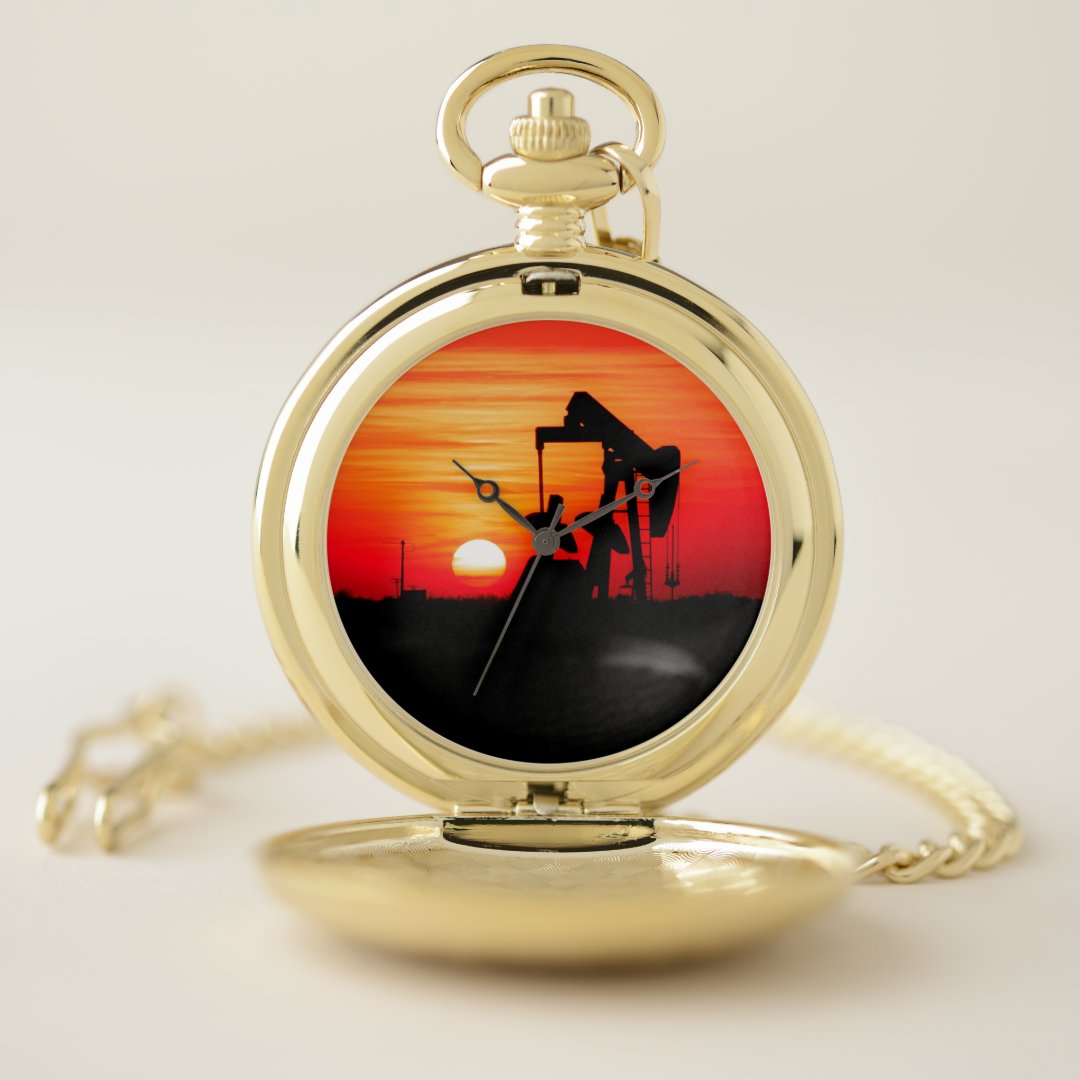 Oilfield Pumpjack Oil Well Pocket Watch Zazzle