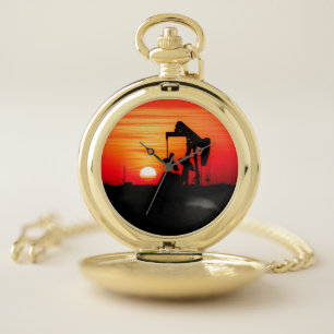 Oilfield Pumpjack Oil Well Pocket Watch