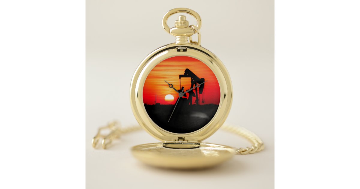 Oilfield Pumpjack Oil Well Pocket Watch Zazzle