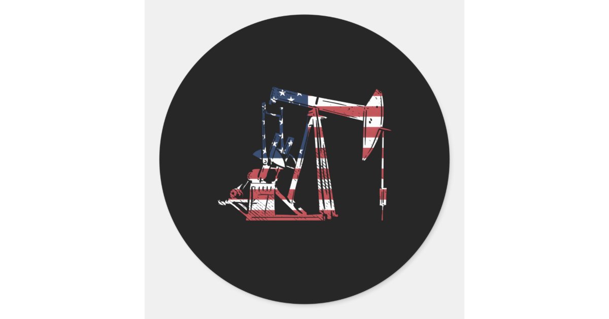 Oilfield Rig Usa American Flag Oil Field Refinery Classic Round Sticker ...