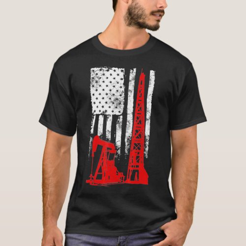 Oilfield   US Flag Oil Rig T_Shirt