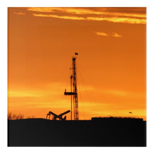 Oilfield Workover Service Rig at Sunset Acrylic Print