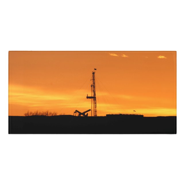Oilfield Workover Service Rig at Sunset Door Sign (Classic Front)