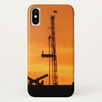 Oilfield Workover Service Rig, Orange Sky Sunset
