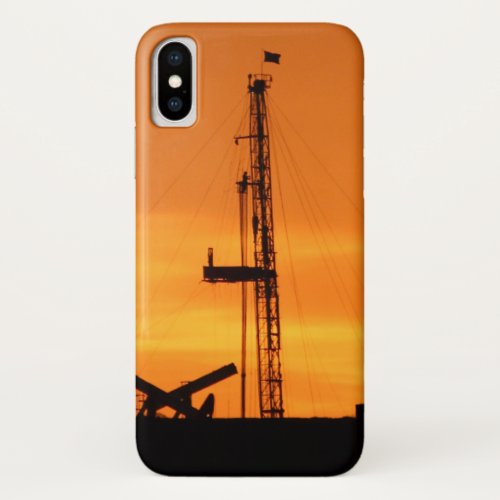 Oilfield Workover Service Rig Orange Sky Sunset iPhone X Case