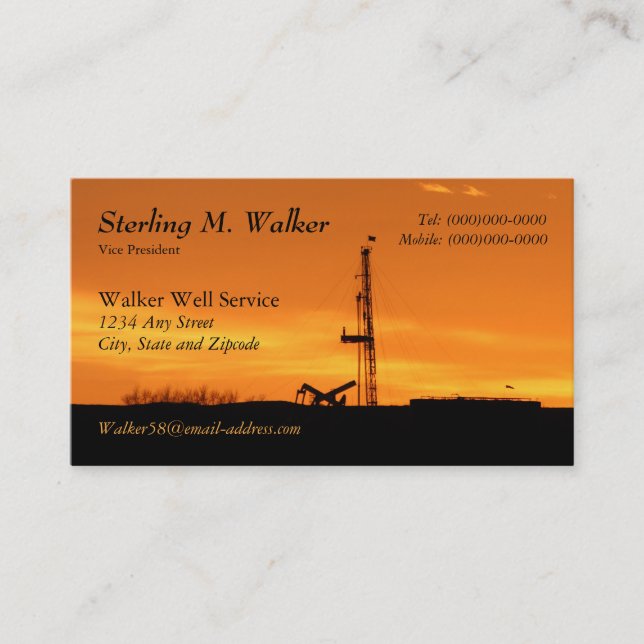Oilfield Workover Service Rig Silhouette Business Card (Front)