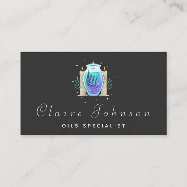Oils Specialist Magic Potion & Candles Elegant     Business Card (Front)