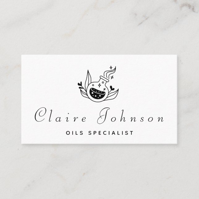 Oils Specialist Magic Potion Classic Black & White Business Card (Front)