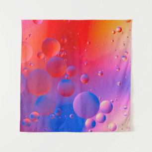oily drops in water with colorful background, clos tapestry