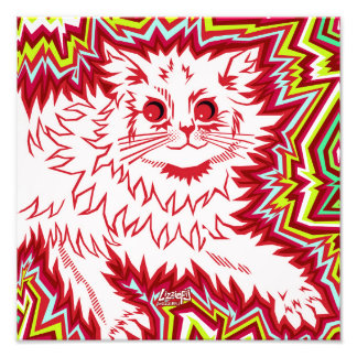 Oingo Boingo psychedelic cat print (variations)
