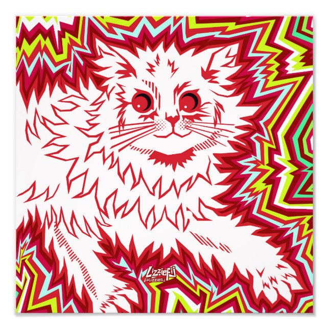 Oingo Boingo psychedelic cat print (variations) (Front)