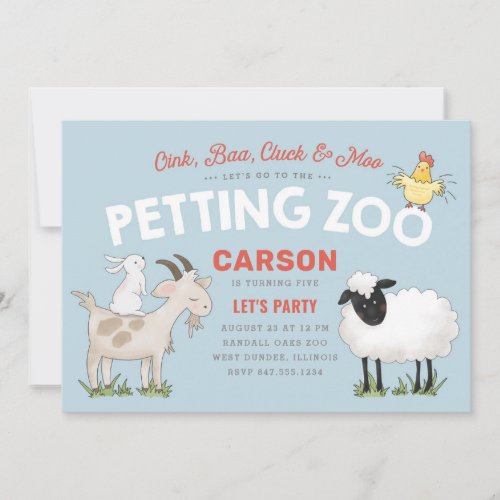 Oink Baa Cluck Moo Childrens Birthday Invite