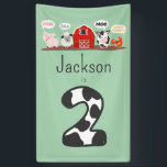 Oink Baa Moo 2nd Birthday Farm Animal Kids Banner<br><div class="desc">Oink Baa Moo Cock-a-doodle-do 2nd Birthday Farm Animal Party Sign. Personalize with a name for birthday party or event. Farm animals,  pig,  cow,  sheep,  rooster,  farm-themed party supplies. www.SamAnnDesigns.com</div>