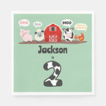 Oink Baa Moo 2nd Birthday Farm Animal Kids Napkins