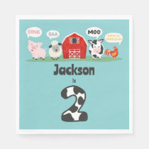 Oink Baa Moo 2nd Birthday Farm Animal Kids Napkins