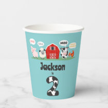 Oink Baa Moo 2nd Birthday Farm Animal Kids Paper Cups