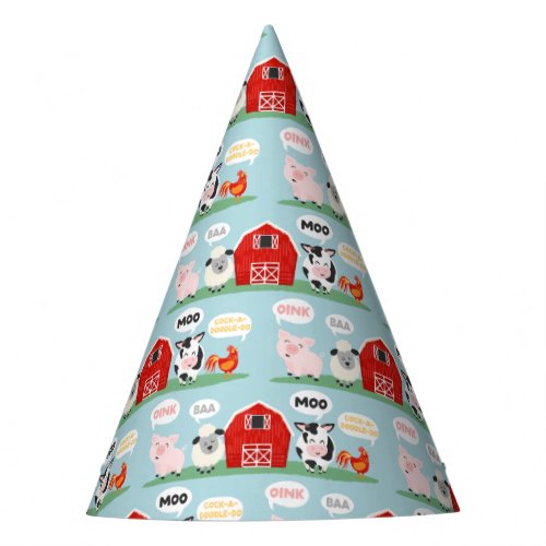 Oink Baa Moo Barn Farm Birthday Kids Party Hat