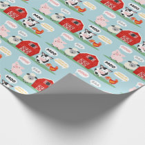 Oink Baa Moo Barn Farm Birthday Party Wrapping Paper