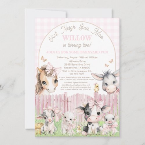 Oink Baa Moo Birthday Invitation