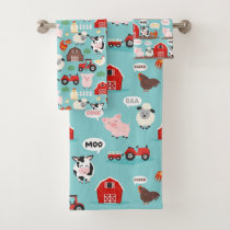 Oink Baa Moo Cock-a-doodle-do Farm Kids Bath Towel Set