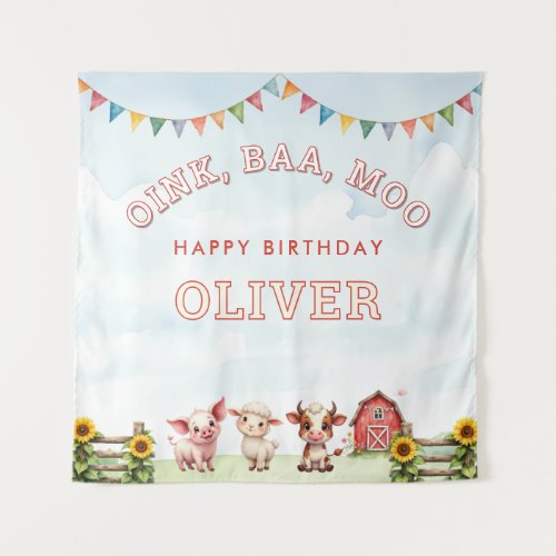 Oink Baa Moo Cute Farm Animals Happy Birthday