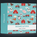 Oink Baa Moo Farm Animal Cute Kids 3 Ring Binder<br><div class="desc">Oink Baa Moo Farm Animal Cute Kids Binder for school or home. Personalize with name. Rustic country barnyard pattern. www.samanndesigns.com</div>