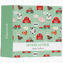 Oink Baa Moo Farm Animal Cute Kids 3 Ring Binder