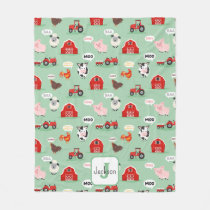 Oink Baa Moo Farm Animal Cute Kids Fleece Blanket