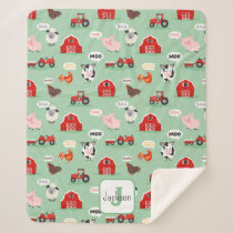 Oink Baa Moo Farm Animal Cute Kids Sherpa Blanket
