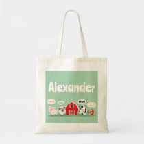 Oink Baa Moo Farm Animal Cute Kids Tote Bag
