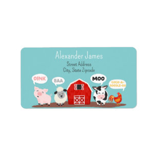 Oink Baa Moo Farm Animal Cute Personalized Label