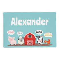 Oink Baa Moo Farm Animal Cute Personalized Placemat