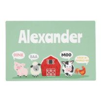 Oink Baa Moo Farm Animal Cute Personalized Placemat