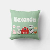 Oink Baa Moo Farm Animal Cute Personalized Throw Pillow