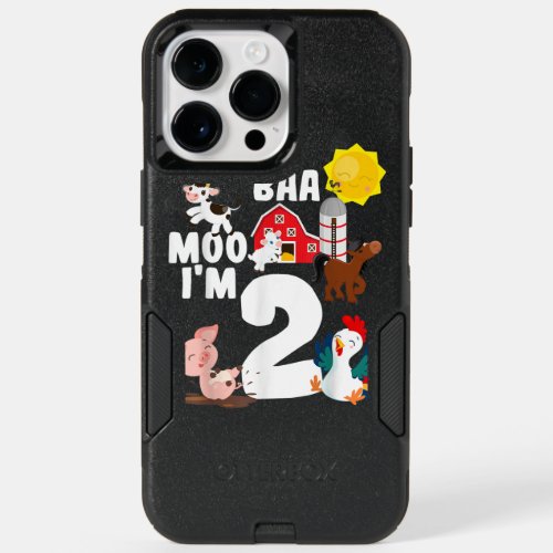 Oink Baa Moo Im 2 Farm Animals Theme Birthday 2 Yr OtterBox iPhone 14 Pro Max Case