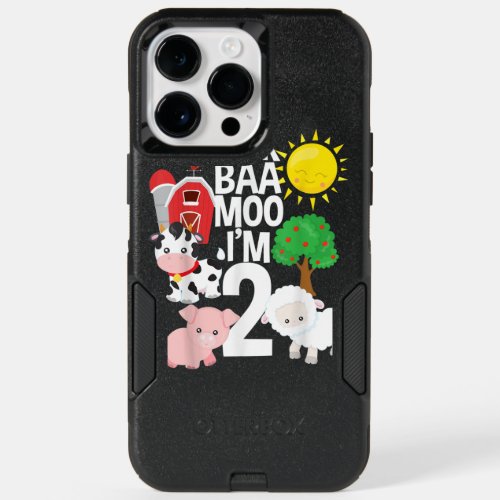 Oink Baa Moo Im 2 Farm Theme Birthday 2 Yrs Old  OtterBox iPhone 14 Pro Max Case
