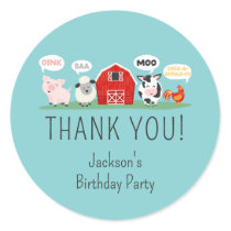 Oink Baa Moo Thank you Farm Animal Party Classic Round Sticker