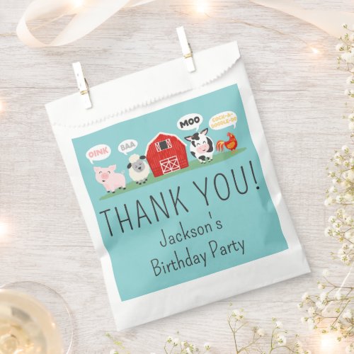 Oink Baa Moo Thank you Farm Animal Party Favor Bag