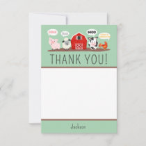 Oink Baa Moo Thank you Farm Animal Party Kids Card
