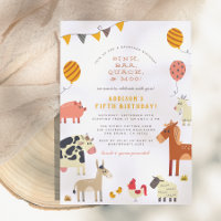 Oink Baa Quack Moo Cute Farm Animals Birthday