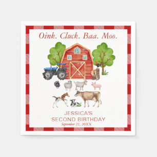 Oink Baa Quack Moo Cute Farm Animals Birthday Napkins
