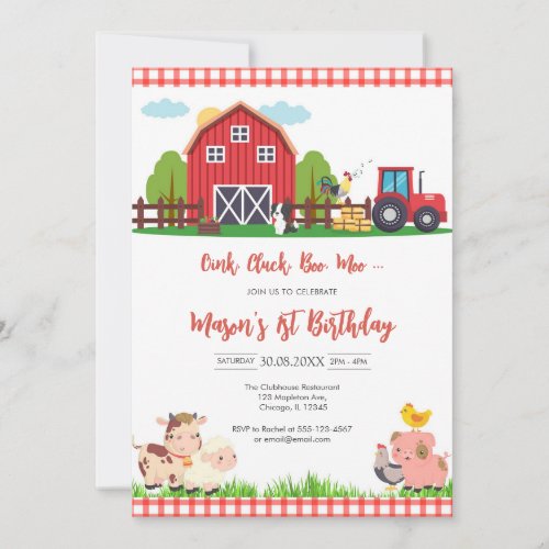 Oink Baa Quack Moo Farm Animals Birthday