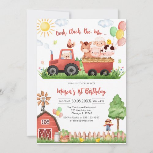 Oink Baa Quack Moo Farm Animals Birthday