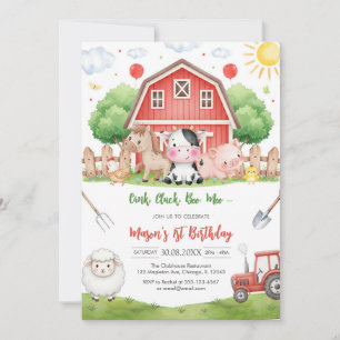 Oink Baa Quack Moo Farm Animals Birthday Invitation