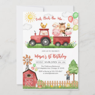 Oink Baa Quack Moo Farm Animals Birthday Invitation