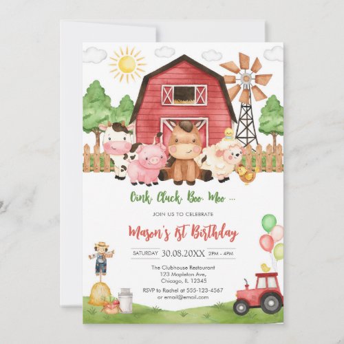 Oink Baa Quack Moo Farm Animals Birthday