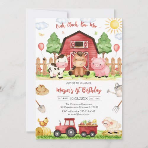 Oink Baa Quack Moo Farm Animals Birthday