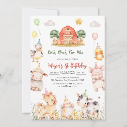 Oink Baa Quack Moo Farm Animals Birthday