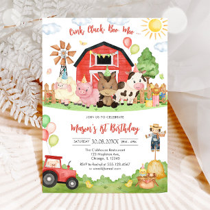 Oink Baa Quack Moo Farm Animals Birthday Invitation