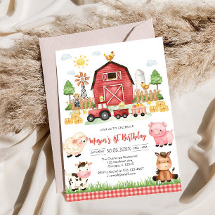 Oink Baa Quack Moo Farm Animals Birthday Invitation